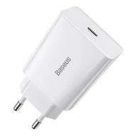 Ładowarki do telefonów - Baseus Speed Mini ładowarka sieciowa zasilacz EU do szybkiego ładowania USB Typ C 20W 3A biały (CCFS-SN02) - miniaturka - grafika 1