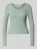 Bluzki damskie - Bluzka z długim rękawem o kroju slim fit z mieszanki bawełny ekologicznej model ‘TENNA LIFE’ - miniaturka - grafika 1
