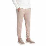 Dresy męskie - Spodnie męskie dresowe CARROT z dzianiny beżowe V2 OM-PASK-0143 XL - miniaturka - grafika 1