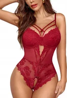 Komplety bielizny - SEKSOWNA DAMSKA BIELIZNA KORONKOWA CZERWONE BODY NOCNE DLA KOBIET XL - miniaturka - grafika 1