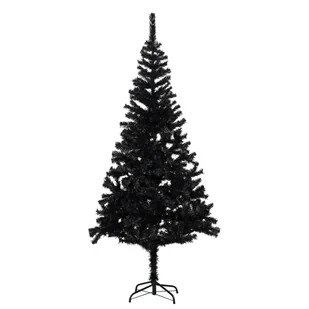 vidaXL Sztuczna choinka ze stojakiem, czarna, 180 cm, PVC - Choinki - miniaturka - grafika 1