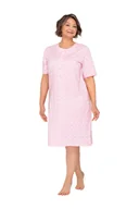 Bielizna nocna - KOSZULA NOCNA DAMSKA L KRÓTKI RĘKAW BAWEŁNIANA RÓŻOWA ROZPINANA LUŹNA - miniaturka - grafika 1