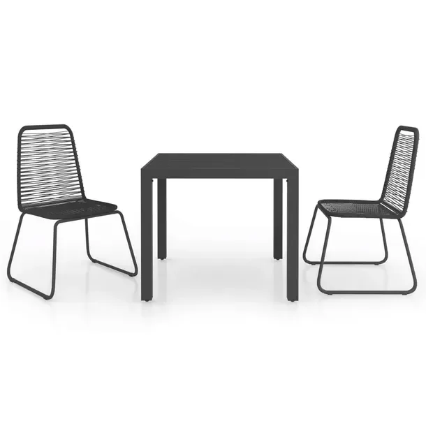 Zestaw Mebli Ogrodowych Rattan PVC i Aluminium Czarny 79x79x74 cm