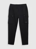 Spodnie męskie - Męskie spodnie casual cargo 4F 4FWSS25TTROM0990 - czarne - miniaturka - grafika 1