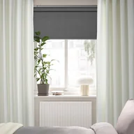 Zasłony - IKEA SANELA Zasłona, 2 szt., kremowy na taśmie, 140x300 cm Aksamit - miniaturka - grafika 1