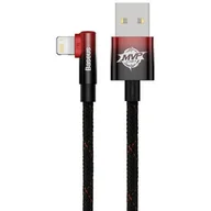 Kable komputerowe i do monitorów - Baseus MVP 2 Elbow kątowy kabel przewód z bocznym wtykiem USB / Lightning 1m 2.4A czerwony (CAVP000020) - miniaturka - grafika 1
