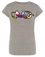 Koszulki i topy damskie - T-Shirt damski kolorowy napis MUSIC r. XXL - miniaturka - grafika 1