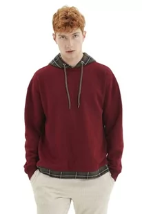 Trendyol Męska bluza z kapturem w kratę regularna, bordowa, S, Burgund, S - Bluzy męskie - miniaturka - grafika 1