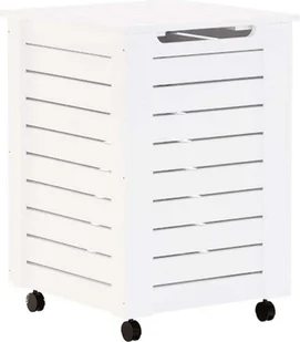 vidaXL Kosz na pranie z kółkami RANA Biały 45x45x64 cm lite drewno sosnowe - Kosze na bieliznę - miniaturka - grafika 1