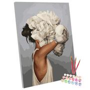 Malowanie po numerach - Zestaw do malowania po numerach Portret Kobieta-Kwiat, 30x40 cm - miniaturka - grafika 1