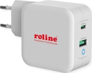 Kabel zasilający Roline Ładowarka USB ROLINE z wtyczką Euro, 2 porty Typ-A QC3.0, Typ-C PD, 65W