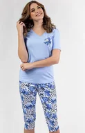 Piżamy damskie - Bawełniana piżama damska niebieska 698, Kolor niebieski-wzór, Rozmiar M, Regina - Primodo.com - miniaturka - grafika 1