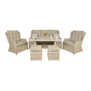 Meble technorattanowe TRIVENTO DINING 3 + PUFY Beige - Meble ogrodowe Meble technorattanowe TRIVENTO DINING 3 + PUFY Beige - Meble ogrodowe - miniaturka - grafika 1
