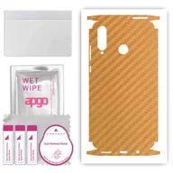 Szkła hartowane na telefon - Folia naklejka skórka strukturalna na TYŁ+BOKI do Huawei P30 lite -  Carbon Złoty - apgo SKINS - miniaturka - grafika 1