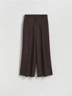 Spodnie damskie - Reserved - Szerokie spodnie z kantem - ciemnobrązowy - miniaturka - grafika 1