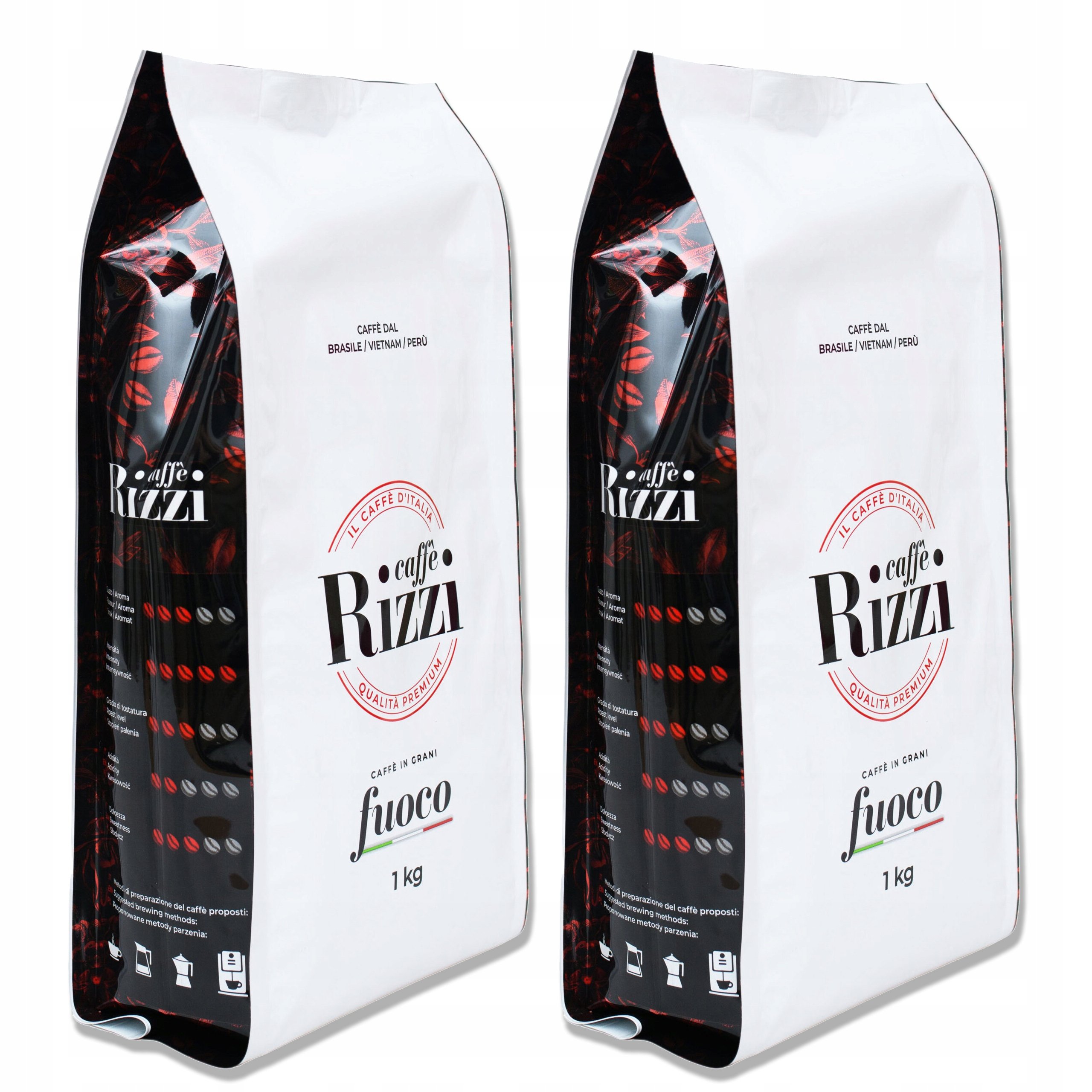 Kawa ziarnista blend mieszanka Robusta i Arabica caffe Rizzi Fuoco 2x 1kg