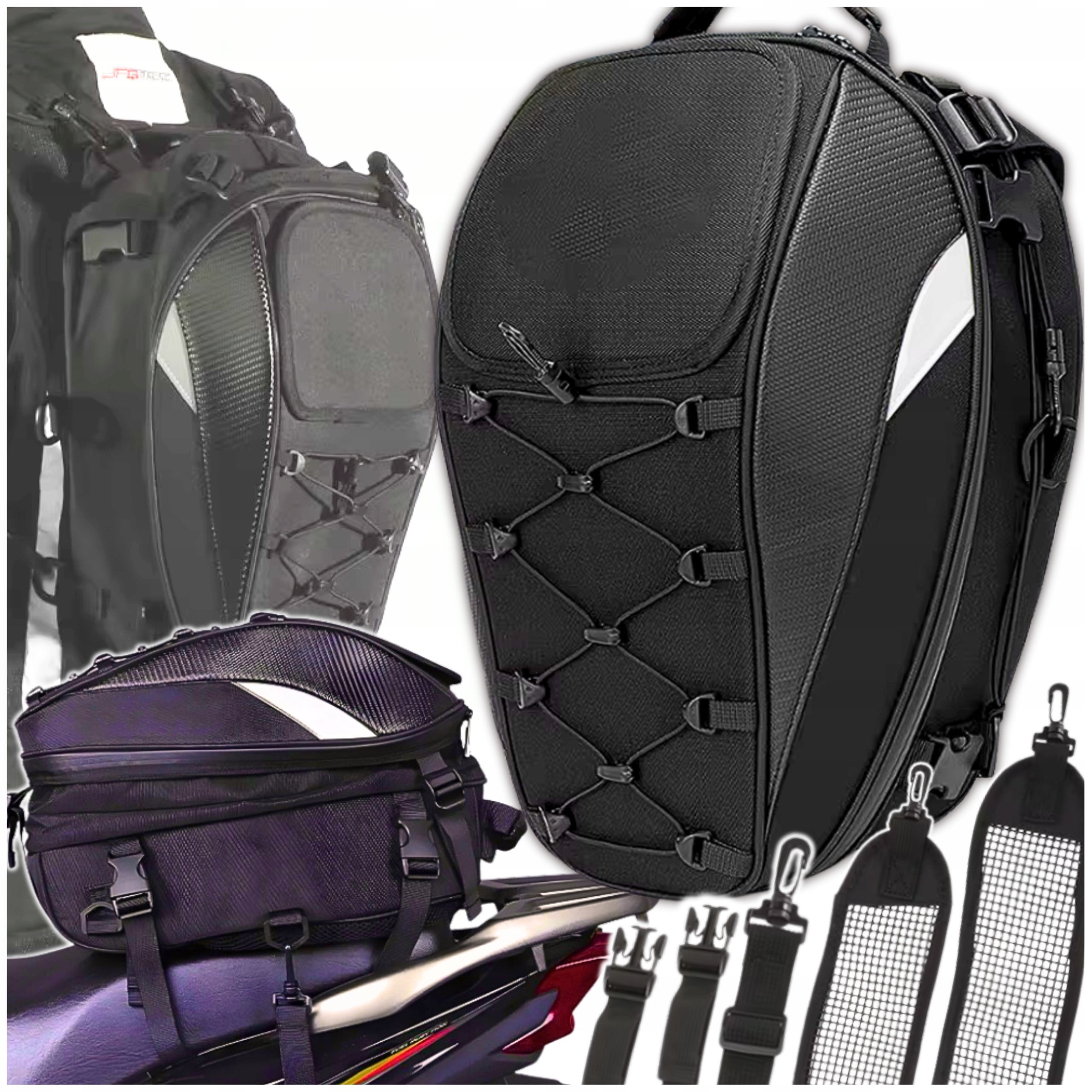 Plecak Motocyklowy 2w1 Torba na Kask Siedzenie Pokrowiec Wodoodporny Moto