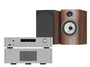 Rotel RC-1572 MkII (srebrny) + RB-1582 MkII (srebrny) + 706 S3 (mokka) - Zestawy stereo - miniaturka - grafika 1