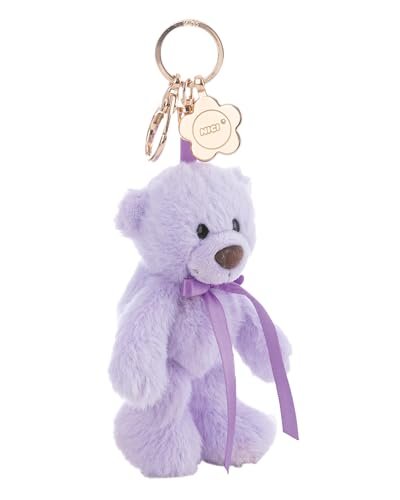 NICI 62947 breloczek miś Finni, z karabińczykiem, wierny towarzysz do plecaka, torby, zawieszka na klucze dla małych i dużych, 13 cm, fioletowy