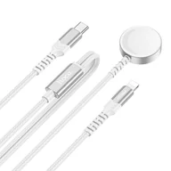 Akcesoria do smartwatchy - HOCO ładowarka indukcyjna 2w1 do Apple Watch + kabel ładowania do Iphone CW54 biała - miniaturka - grafika 1