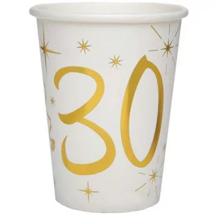 SANTEX Kubeczki papierowe "30 Urodziny - Gold", SANTEX, 250 ml, 10 szt SX6157-30 - Naczynia i sztućce jednorazowe - miniaturka - grafika 2
