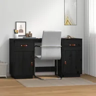 Biurka - Vidaxl biurko z szafkami, czarna, 135x50x75 cm, drewno sosnowe - miniaturka - grafika 1