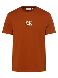 Calvin Klein - T-shirt męski, brązowy - Koszulki męskie - miniaturka - grafika 1