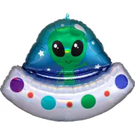 Balony i akcesoria - Balon foliowy, holograficzny, ufo, 1 sztuka - miniaturka - grafika 1