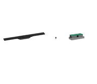 Odpływy liniowe - Hansgrohe RainDrain Flex Odpływ liniowy 80 cm czarny mat + uBox Universal Zestaw podstawowy do odpływu liniowego montaż płaski 56044670+01000180 - miniaturka - grafika 1