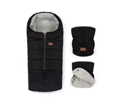 Akcesoria do wózków - PETITE&MARS - ZESTAW Śpiworek dziecięcy 3w1 JIBOT + ocieplacze do wózka JASIE czarny - miniaturka - grafika 1