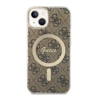 Guess Zestaw GUBPP14MH4EACSW Case+ Charger iPhone 14 Plus 6,7" brązowy/brown hard case 4G Print MagSafe - Etui i futerały do telefonów - miniaturka - grafika 3