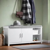 Szafki na buty - SoBuy FSR168-W Ławka na buty z siedziskiem Skrzynia na buty Ławka do przedpokoju Szafka na buty Ławka z miejscem do przechowywania Komoda Stojak na buty Biały WD ok. 105x51x35cm - miniaturka - grafika 1