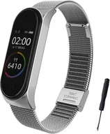 Akcesoria do smartwatchy - ETUI DO ZEGARKA XIAOMI MI BAND 4/3 SREBRNE Z BRANSOLETĄ ZAPINANY PASEK - miniaturka - grafika 1
