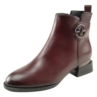 Botki damskie ocieplane VINCEZA 58159 burgund - Botki damskie - miniaturka - grafika 1