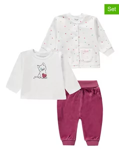 Kaftaniki dla niemowląt - Kanz 3-częściowy zestaw w kolorze biało-różowym - grafika 1