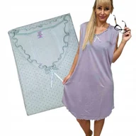 Bielizna nocna - KOSZULA NOCNA MM BEZ RĘKAWÓW Bawełna Falbana piżama ZIELONA 46 48 4XL - miniaturka - grafika 1