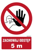 Tablice BHP - NC136 ZACHOWAJ ODSTĘP 5M, PN - PŁYTA PCV 1MM; (600X400MM) - miniaturka - grafika 1