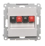 Gniazdka elektryczne - Kontakt Simon Gniazdo głośnikowe 2-krotne 25 mm2 Simon 55 - aluminium mat - miniaturka - grafika 1