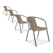 Fotele i krzesła ogrodowe - Zestaw KRZESEŁ Krzesło Ogrodowe SIMPLE Cappucino na Taras metal Komplet x4 - miniaturka - grafika 1