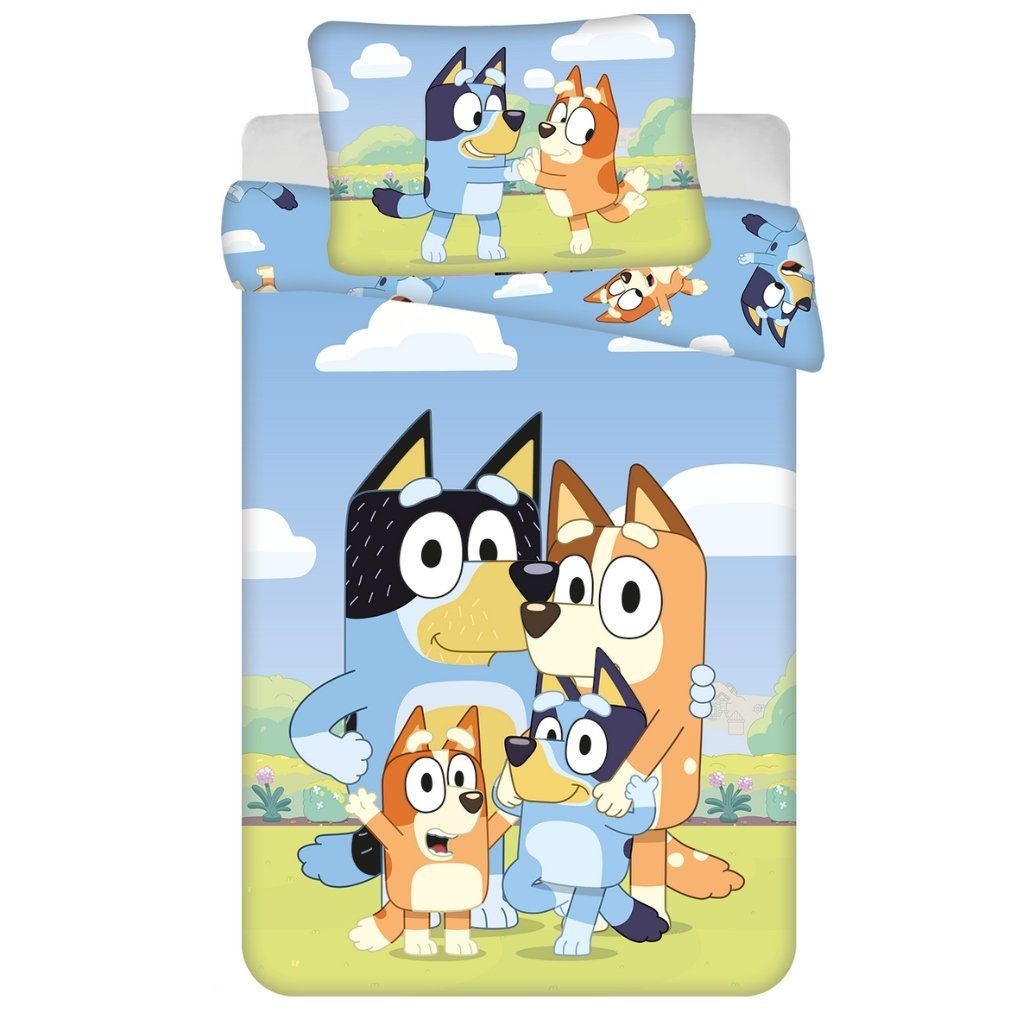 Bluey Baby Pościel do Łóżeczka 100 x 135 Rodzinna Bajka Słodki Wzór