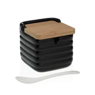 Cukiernice - Cukiernica Versa czarna ceramika bambus dolomit 8,3 x 8,3 x 8,3 cm - miniaturka - grafika 1