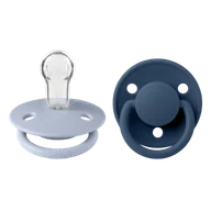 Smoczki uspokajające - Bibs De Lux, smoczek uspokajający, silikonowy, okrągły, rozmiar one-size, Dusty Blue & Steel Blue, 0-36 miesięcy, 2 sztuki - miniaturka - grafika 1