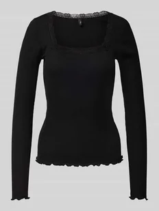Bluzka z długim rękawem o kroju slim fit z czystej bawełny model ‘XENA’ - Bluzki damskie - miniaturka - grafika 1