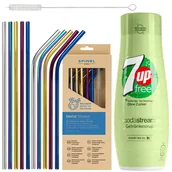 Syropy i koncentraty owocowe - Syrop do SodaStream 7UP Free Zero Cukru + Metalowe słomki SpinelSoda x10 - miniaturka - grafika 1