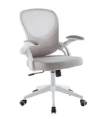 Fotele i krzesła biurowe - Fotel obrotowy LUMA szary z regulowanymi podłokietnikami i białą podstawą, z mechanizmem TILT - miniaturka - grafika 1