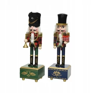 Pozytywka drewniana dziadek do orzechów 30 x 8 cm - Ozdoby bożonarodzeniowe - miniaturka - grafika 1