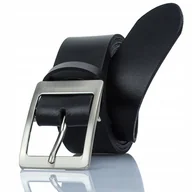 Paski - GRACIO Pasek Męski do Spodni Modny Szeroki DUZA Srebrna Klamra 90 cm Klasyk - miniaturka - grafika 1