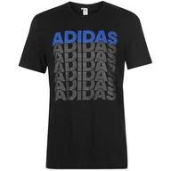 Koszule męskie - Adidas koszulka męska czarna Repeated Linear, Rozmiar XL - miniaturka - grafika 1