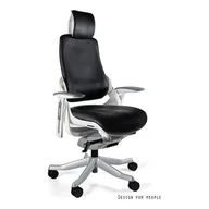 Fotele i krzesła biurowe - Fotel obrotowy WAU skóra naturalna Biały + czarny - miniaturka - grafika 1