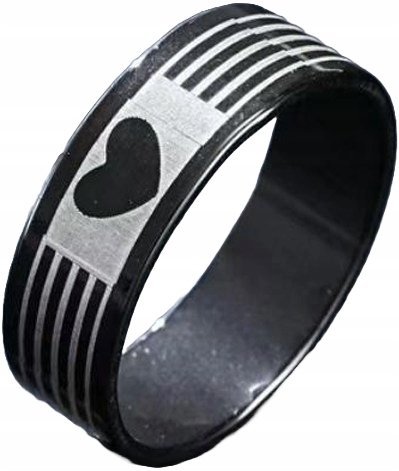 Czarny Sygnet z Symbolem Serca Pierścień Nowoczesny Stal Szlachetna